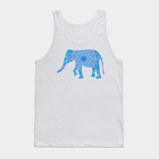 Mandala Painted Elephant Pink Teal and Blue Tank Top